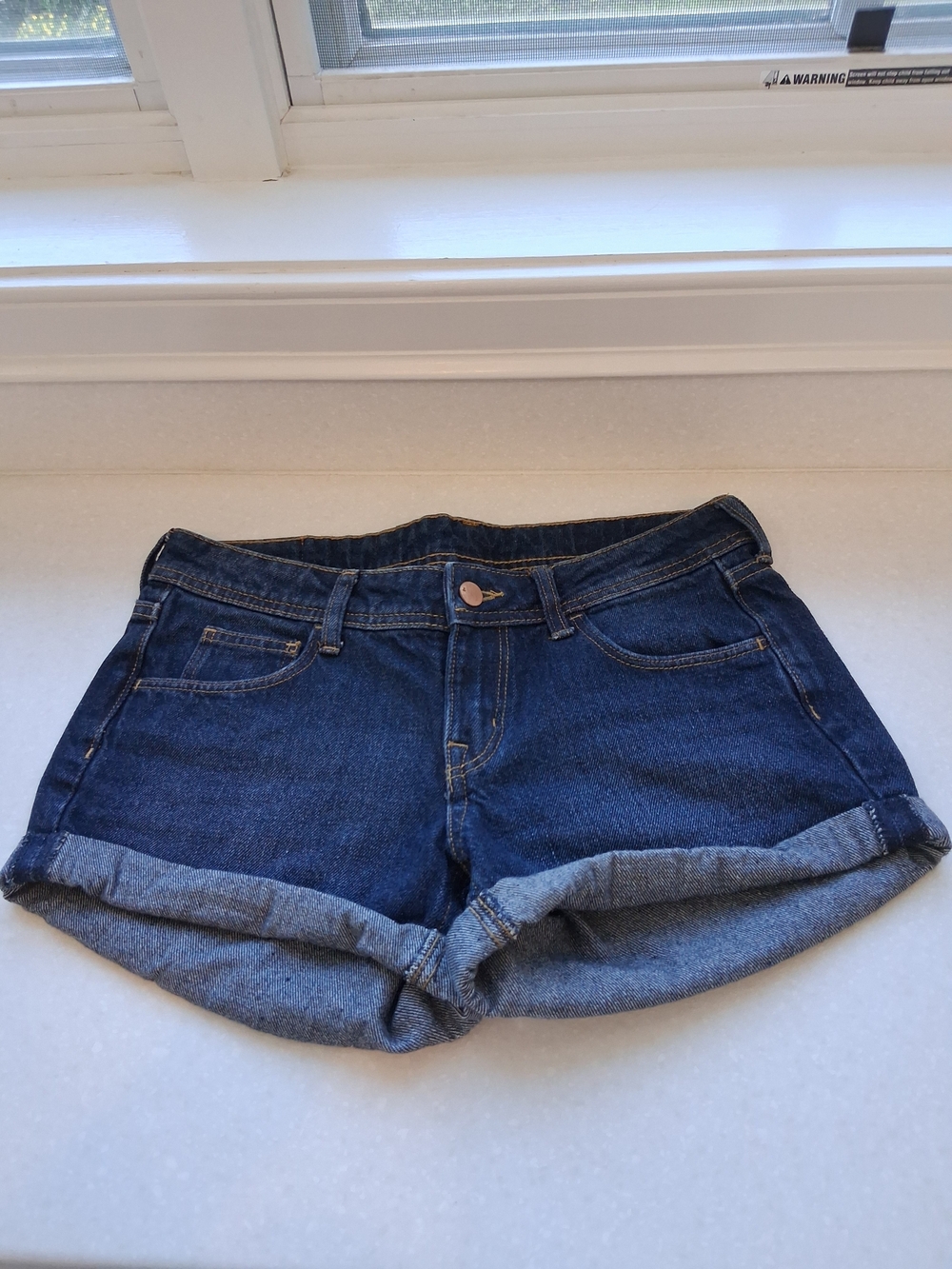 H&M Dark Blue Rolled Cuff Denim Shorts